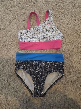 Nike Pink, Blue & Black Color Block Sports Bikini